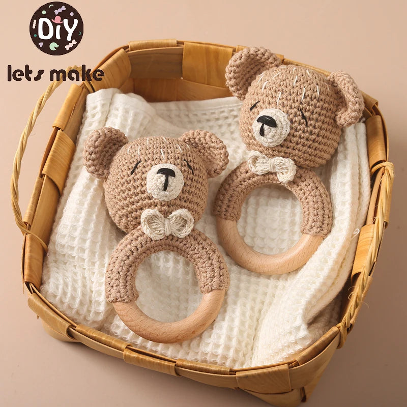 Baby Wooden Rattle Toys Wooden Teether Ring -  Peekaboo Paradise