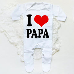 I Love Papa Mama Baby Babygrow Sleepsuit Romper -  Peekaboo Paradise
