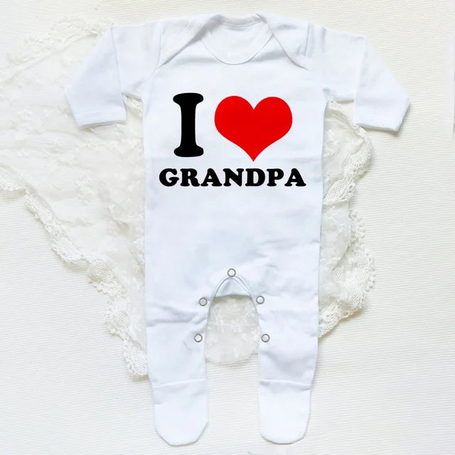 I Love Papa Mama Baby Babygrow Sleepsuit Romper -  Peekaboo Paradise