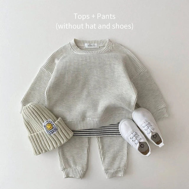 waffle cotton baby clothing sets tracksuit -  Peekaboo Paradise