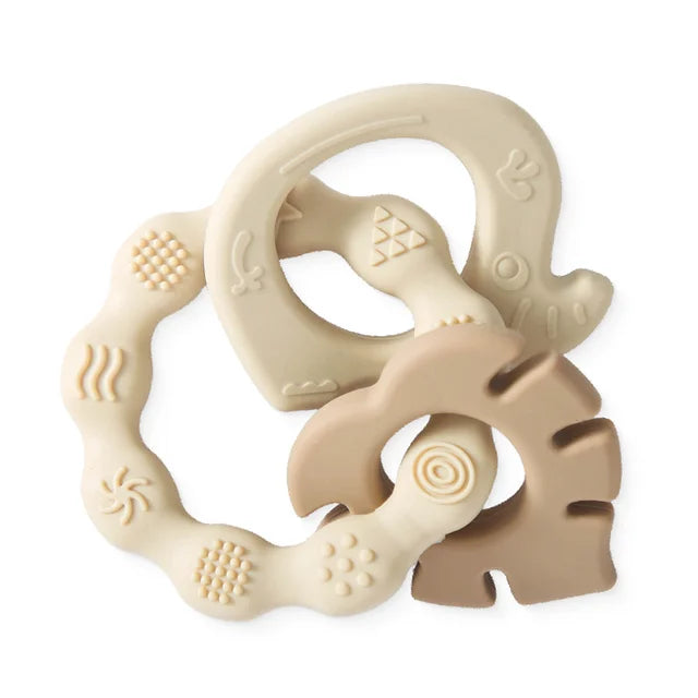 Silicone Teether Baby Rudder Shape Wooden Teether Ring -  Peekaboo Paradise