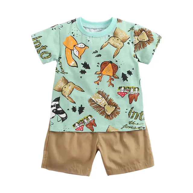 Baby Boys Cartoon Summer Clothing Sets -  Peekaboo Paradise